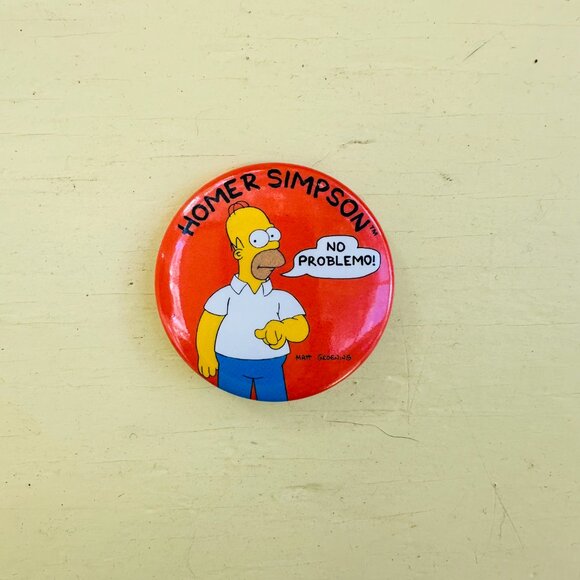 Vintage Simpson's Buttons, Bart Simpson, Homer Simpson, Novelty pin, NOS 1990s - Picture 2 of 4